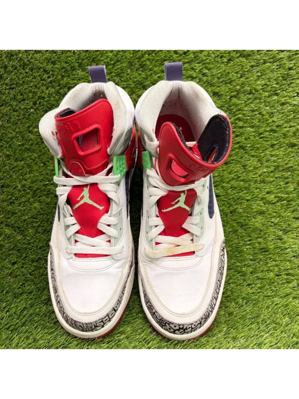 Nike Air Jordan Spizike Mens Size 13 White Red Athletic Leather Shoes Sneakers